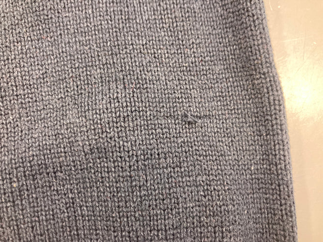 Pull bleu marine, gris chiné , col châle "EST 1982",léger accro à l'arrière, moins cher chez Petit Kiwi