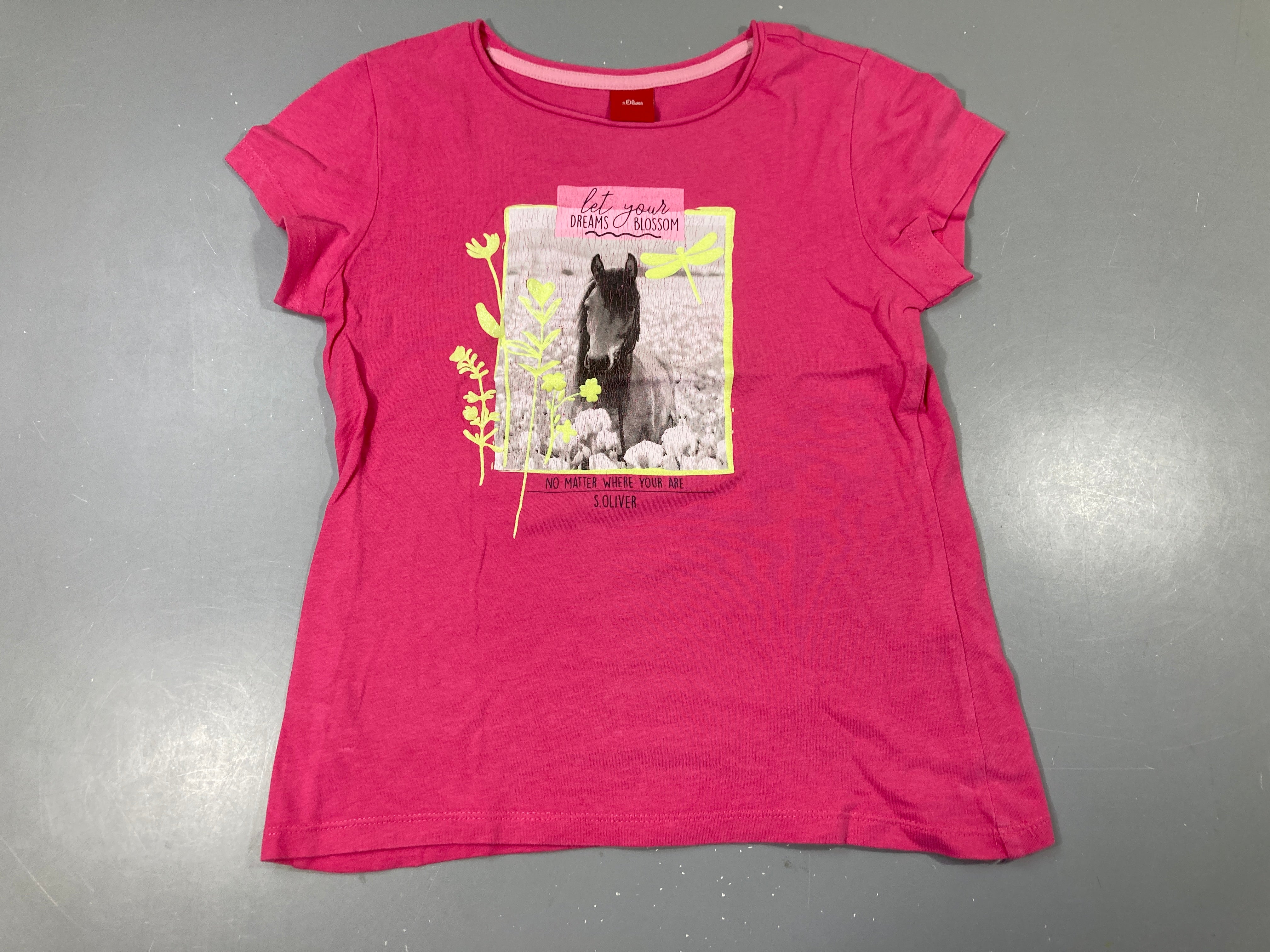 T-shirt m.c rose vif, cheval