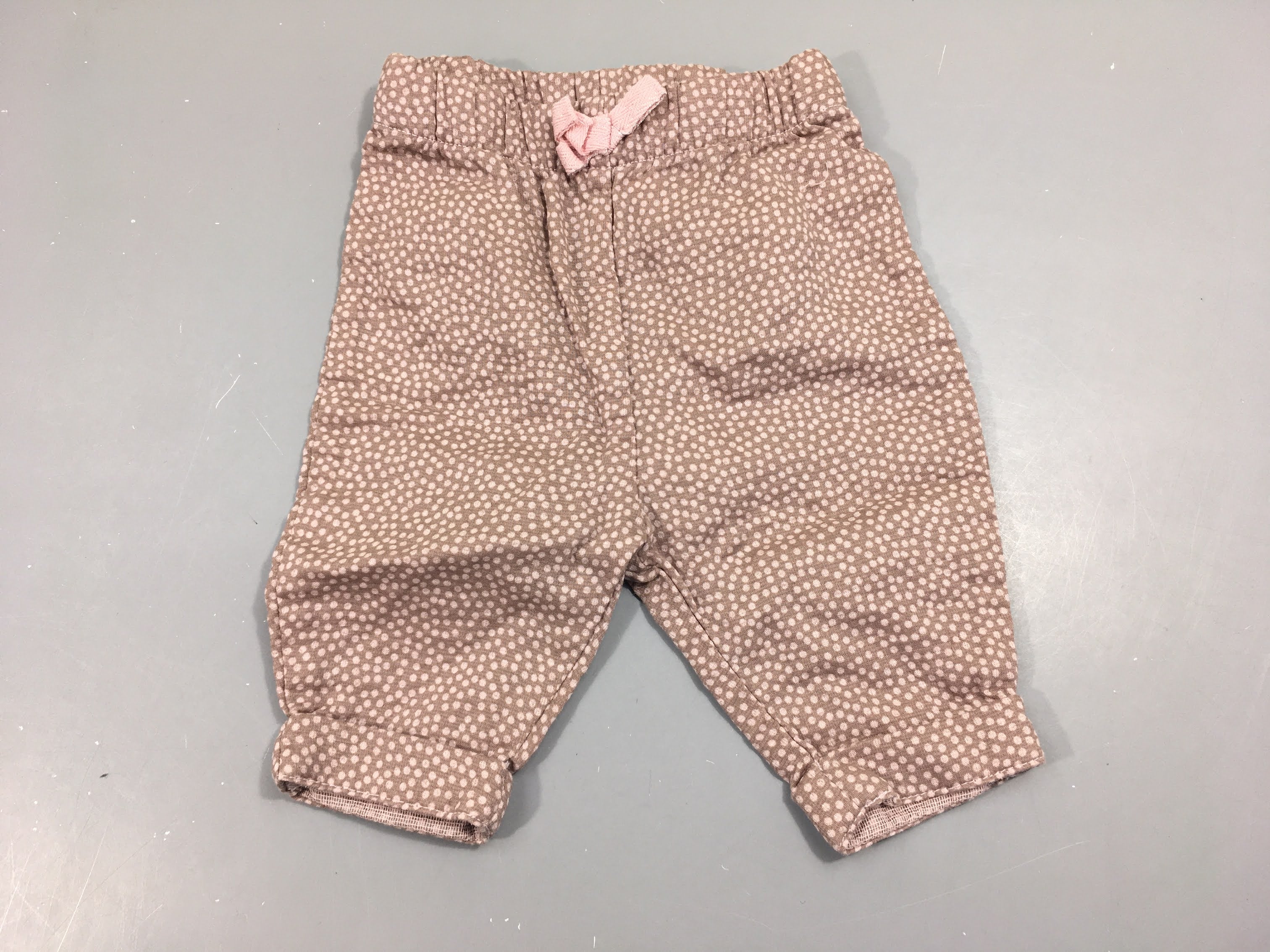 Pantalon coton léger vieux rose à pois