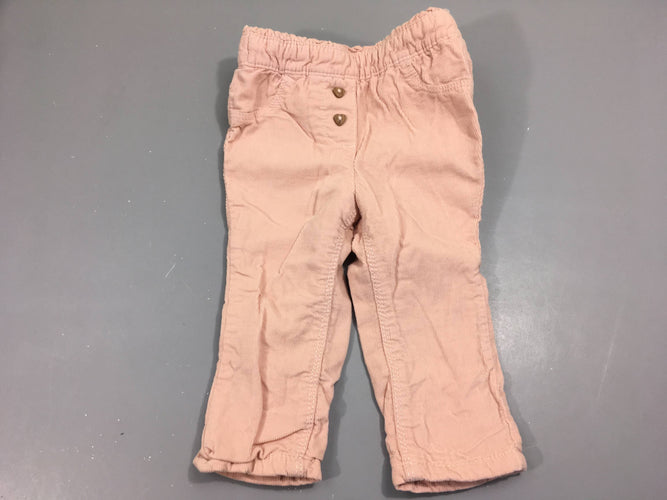 Pantalon velours cotelé rose pâle, moins cher chez Petit Kiwi