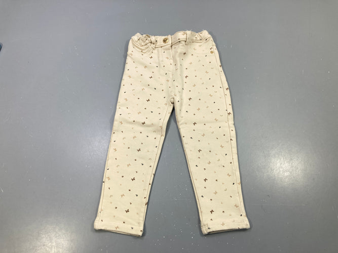Pantalon  molleton écru motifs papillons,... très légèrement bouloché, moins cher chez Petit Kiwi