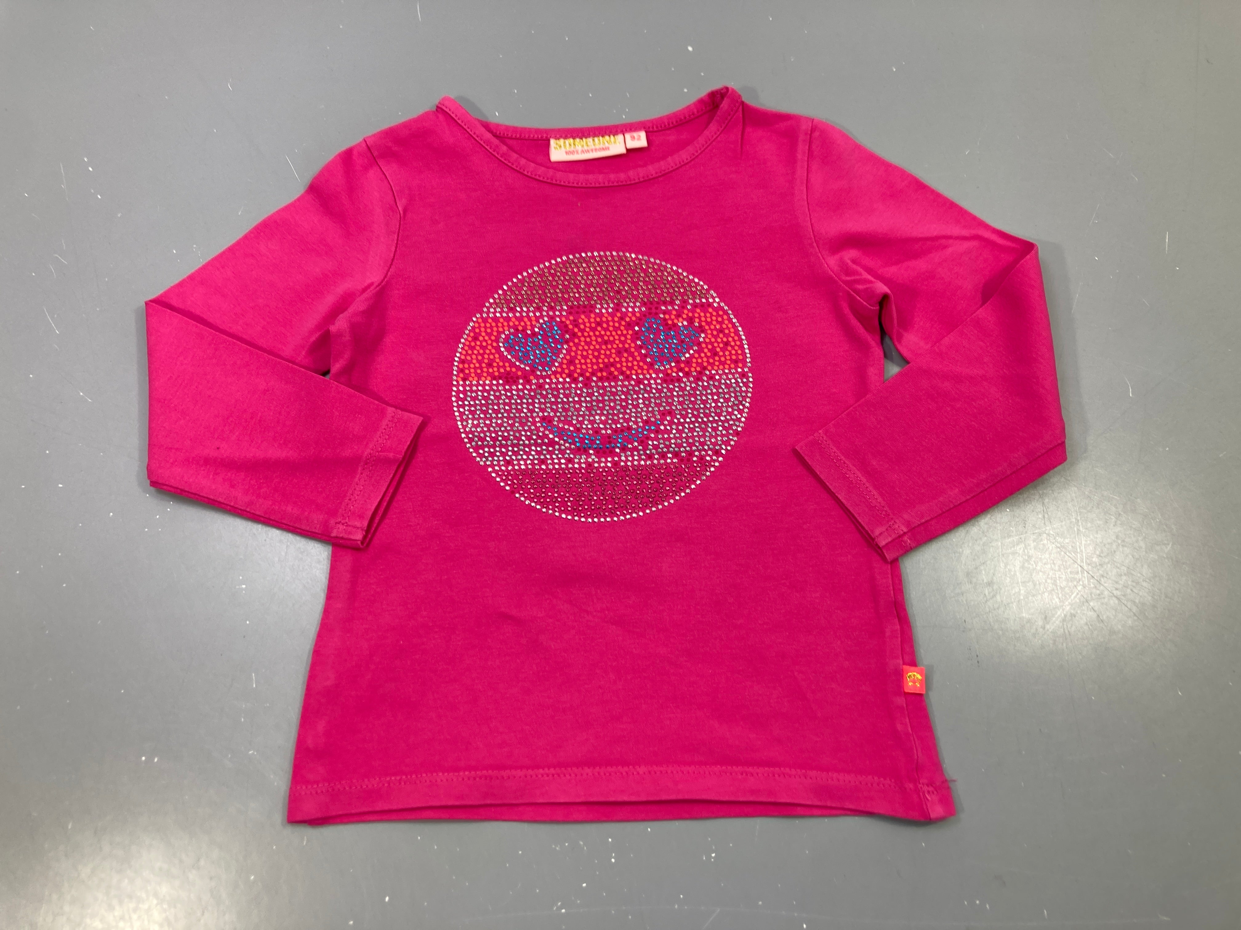 T-shirt m.l rose s.miley en strass colorés