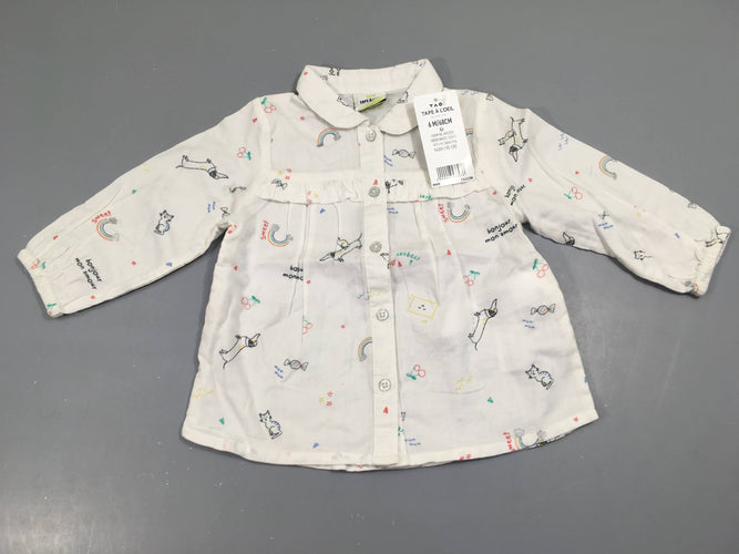 Chemisier m.l blanc motifs arc en ciel, NEUF, moins cher chez Petit Kiwi