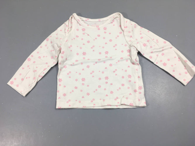 Chemisette m.l blanc fleurs roses, moins cher chez Petit Kiwi