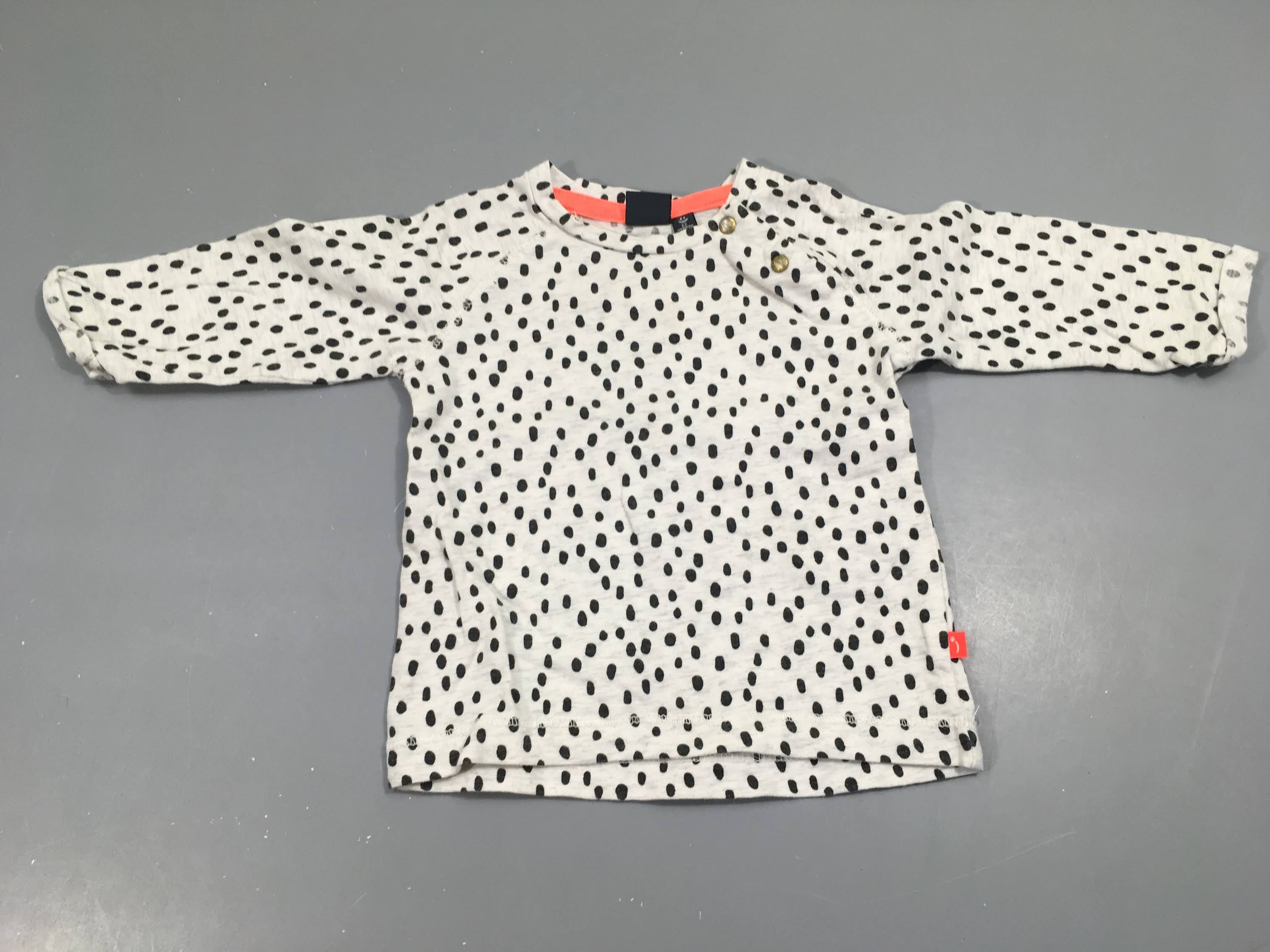 T-shirt m.l blanc pois noirs