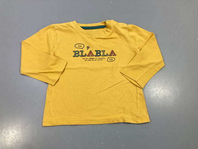 T-shirt m.l jaune"bla bla", moins cher chez Petit Kiwi
