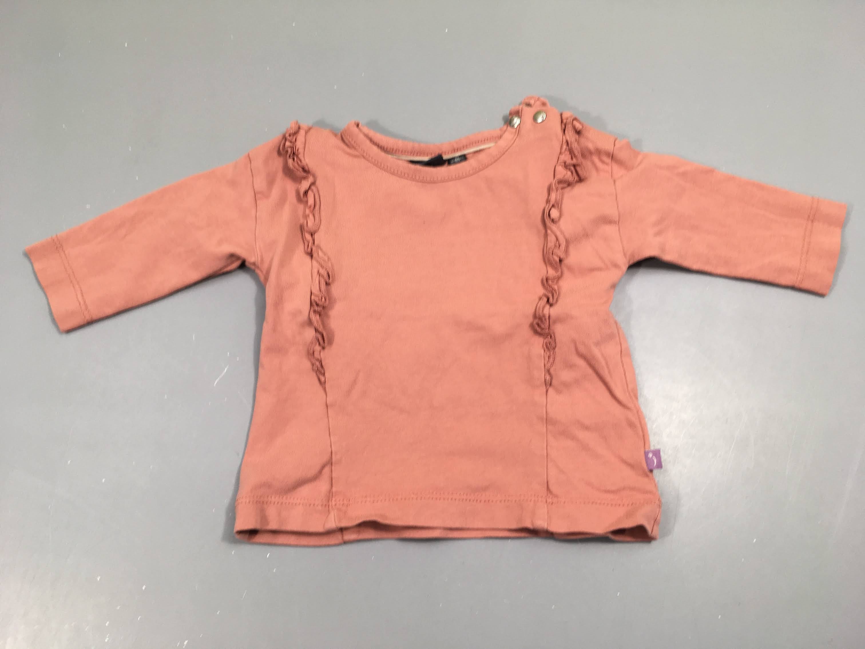 T-shirt m.l vieux rose avec volants