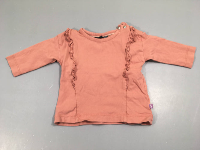 T-shirt m.l vieux rose avec volants, moins cher chez Petit Kiwi
