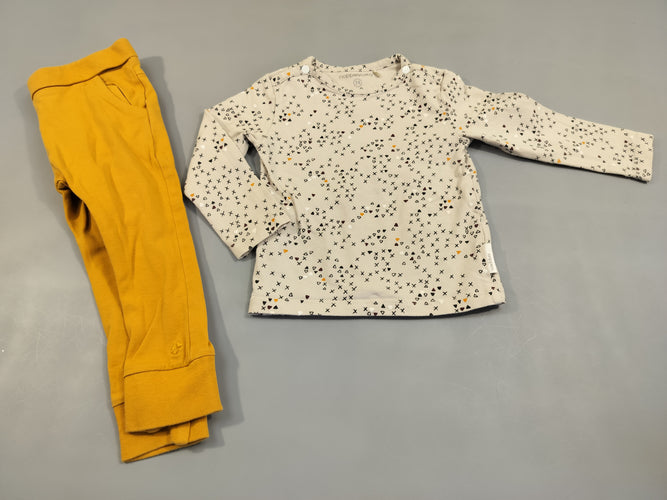Ensemble  T-shirt m.l beige à motifs + Pantalon jaune, moins cher chez Petit Kiwi