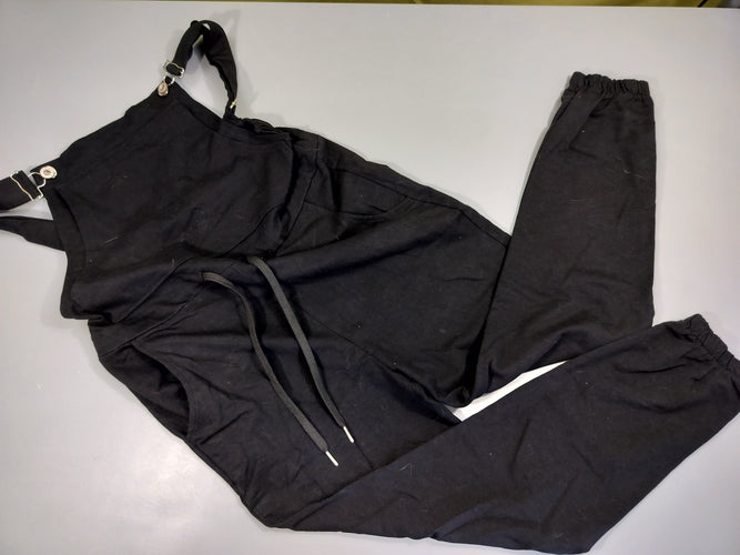 Salopette noire, cheville élastique. pas de taille indiquée, estimée 16a, moins cher chez Petit Kiwi