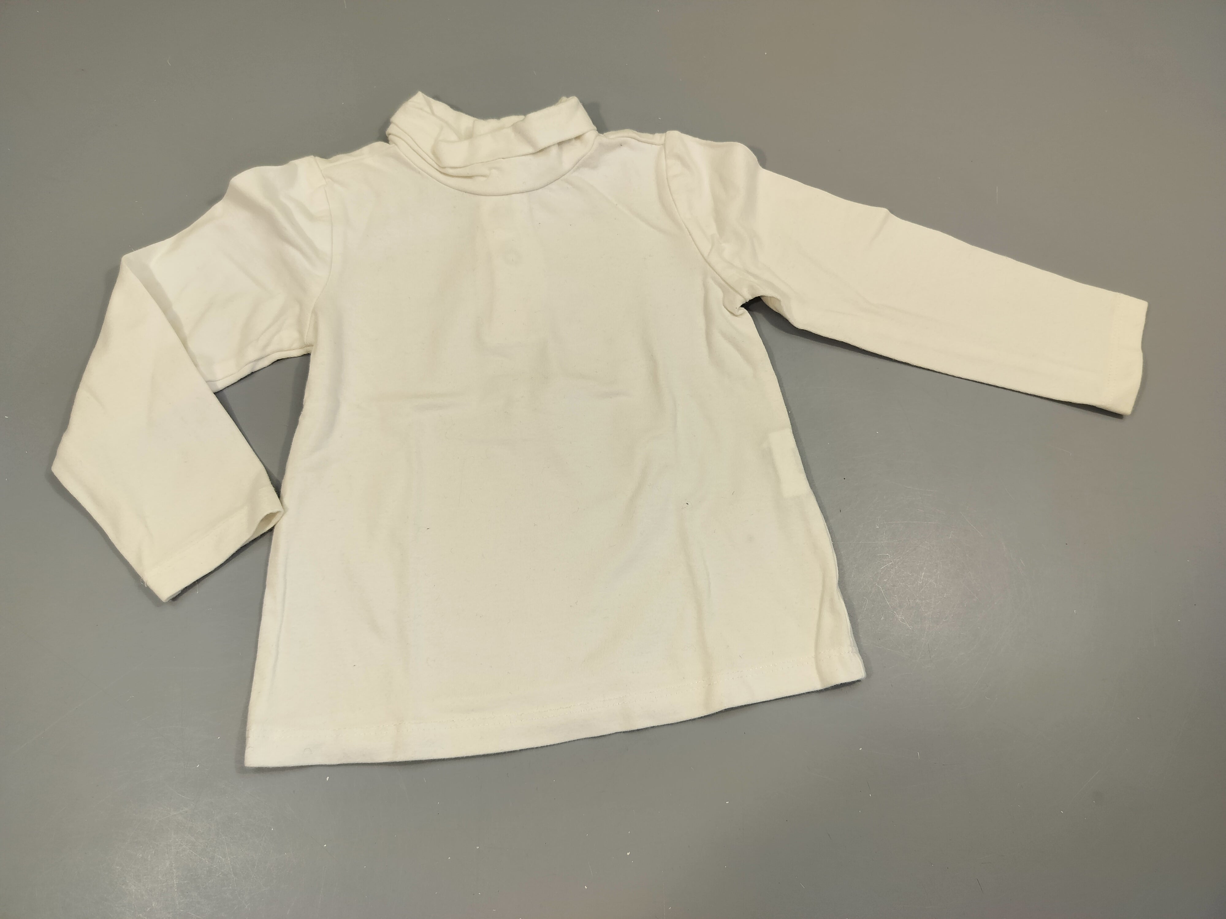 T-shirt m.l col roulé blanc  95% coton  5% élasthanne