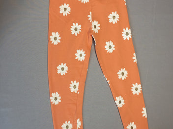 Legging orange fleurs blanches - volants