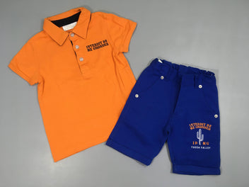 Polo jersey m.c orange ( Légère tache avt/arrière) + Bermuda