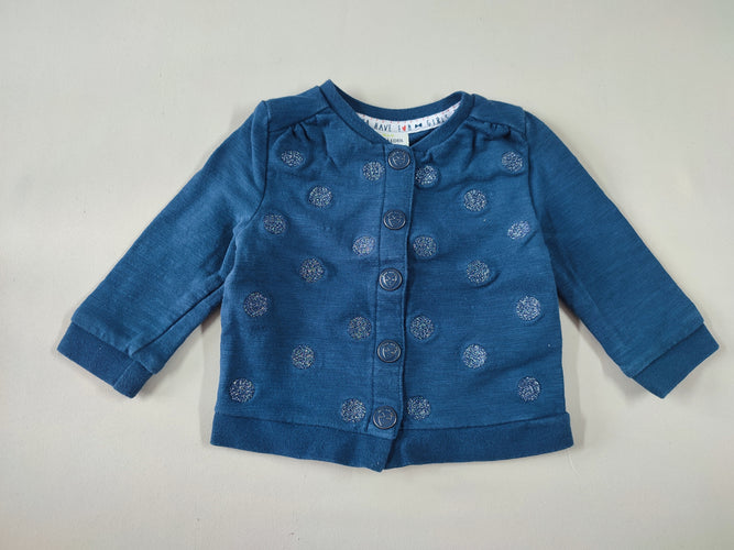 Gilet à pressions bleu à pois en fils métalliques, moins cher chez Petit Kiwi