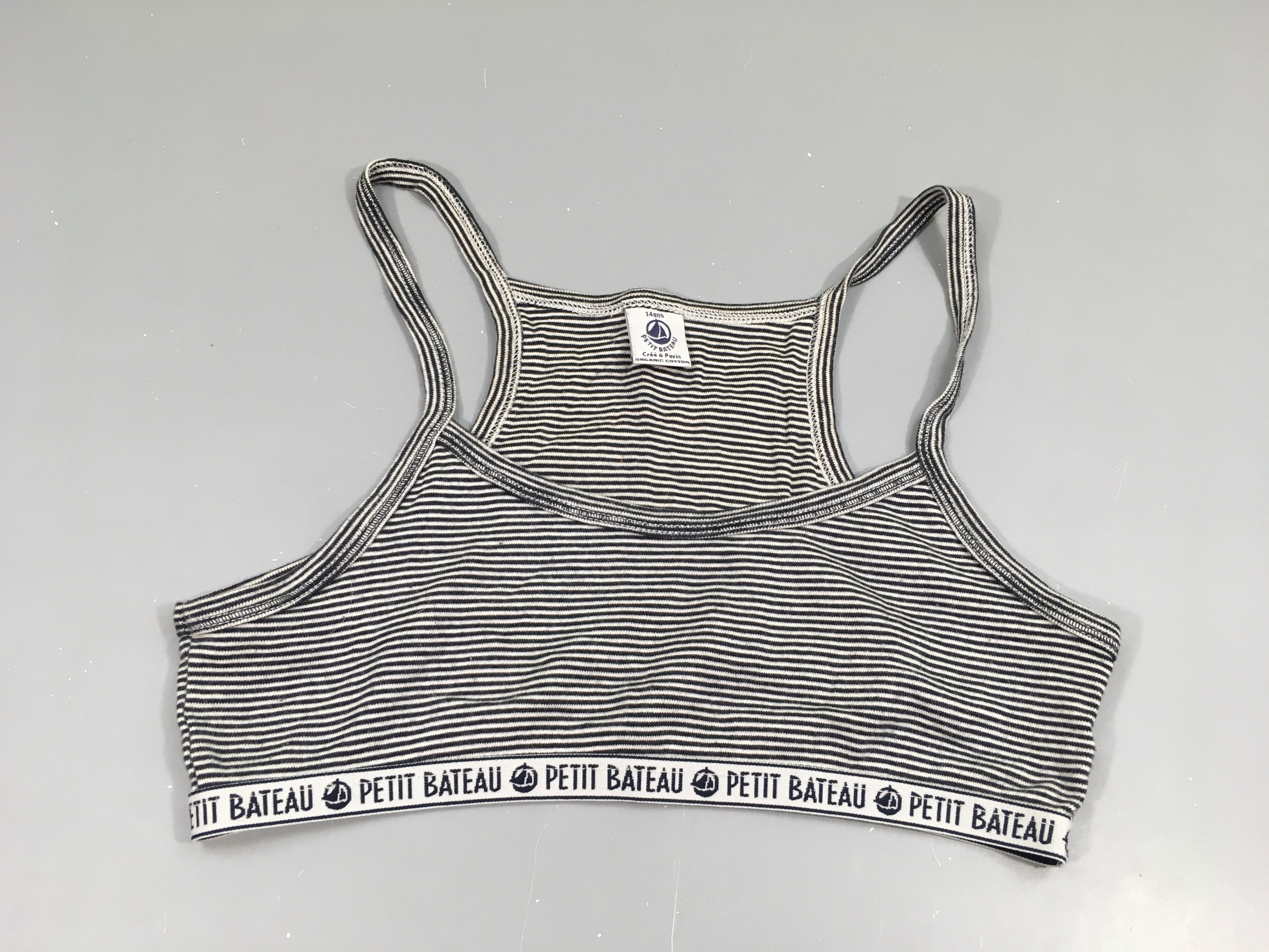 Brassière grise rayé noir Petit bateau