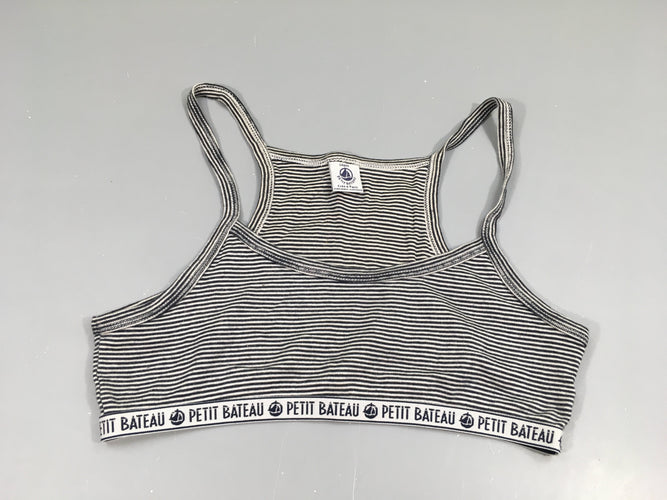 Brassière grise rayé noir Petit bateau, moins cher chez Petit Kiwi