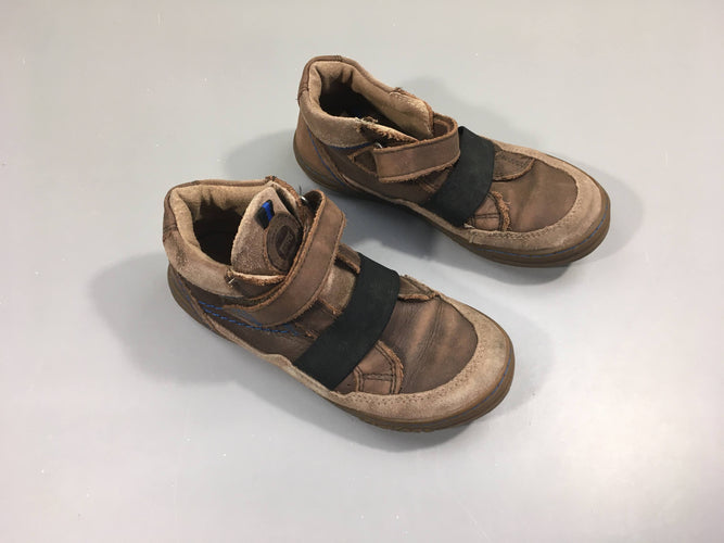 bottines à scratch brunes, nubuck et cuir, POINTURE 32, Kickers, moins cher chez Petit Kiwi
