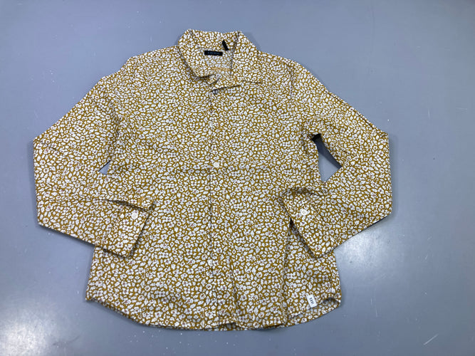 Chemise m.l jaune moutarde à fleurs blanches, moins cher chez Petit Kiwi