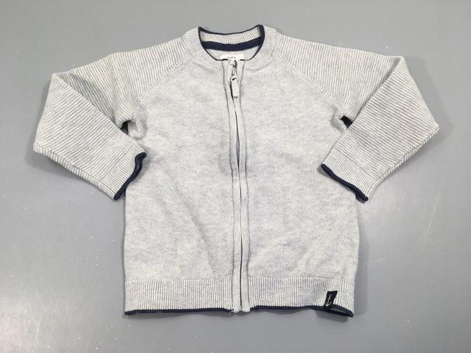Gilet tricot zippé gris clair, moins cher chez Petit Kiwi