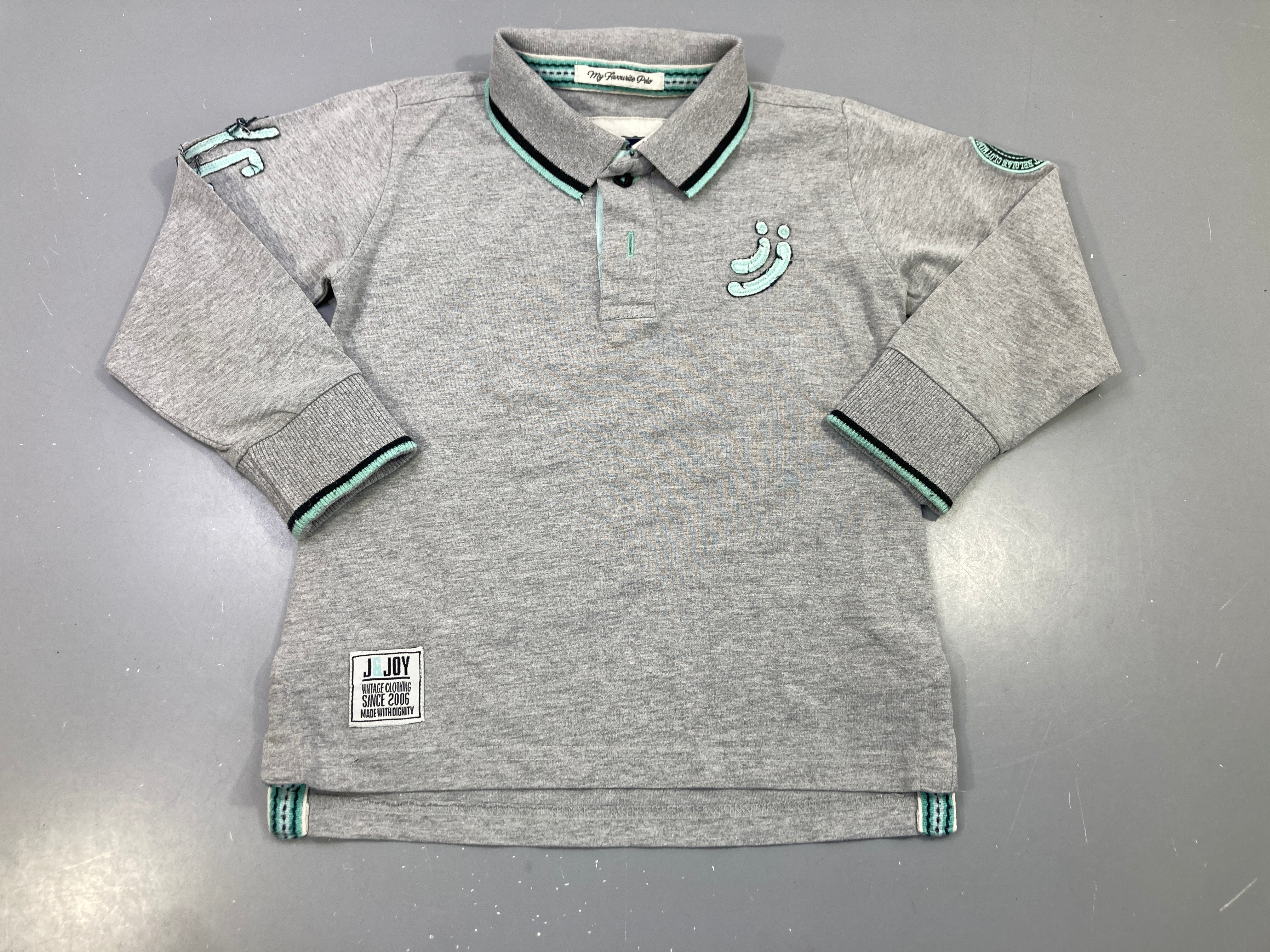 Polo ml gris flammé/bleu 