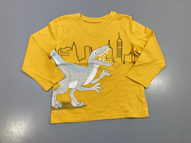 T-shirt m.l jaune  T-rex, moins cher chez Petit Kiwi