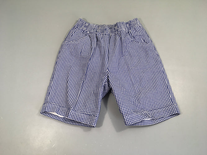 Bermuda vintage carreaux bleu/blanc taille élastique, moins cher chez Petit Kiwi