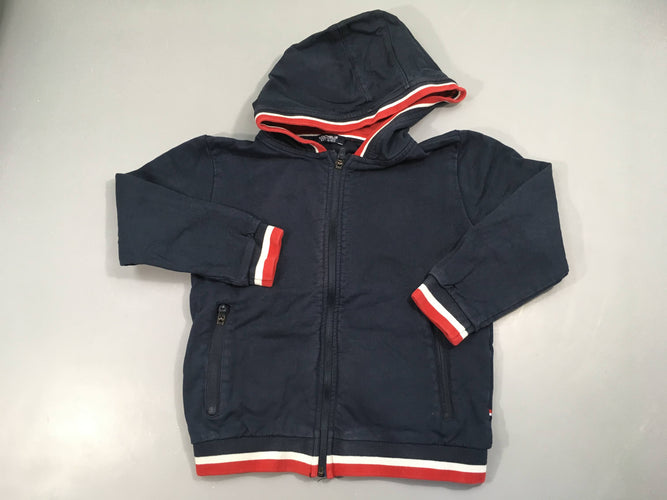 Sweat à capuche zippé bleu marine, moins cher chez Petit Kiwi