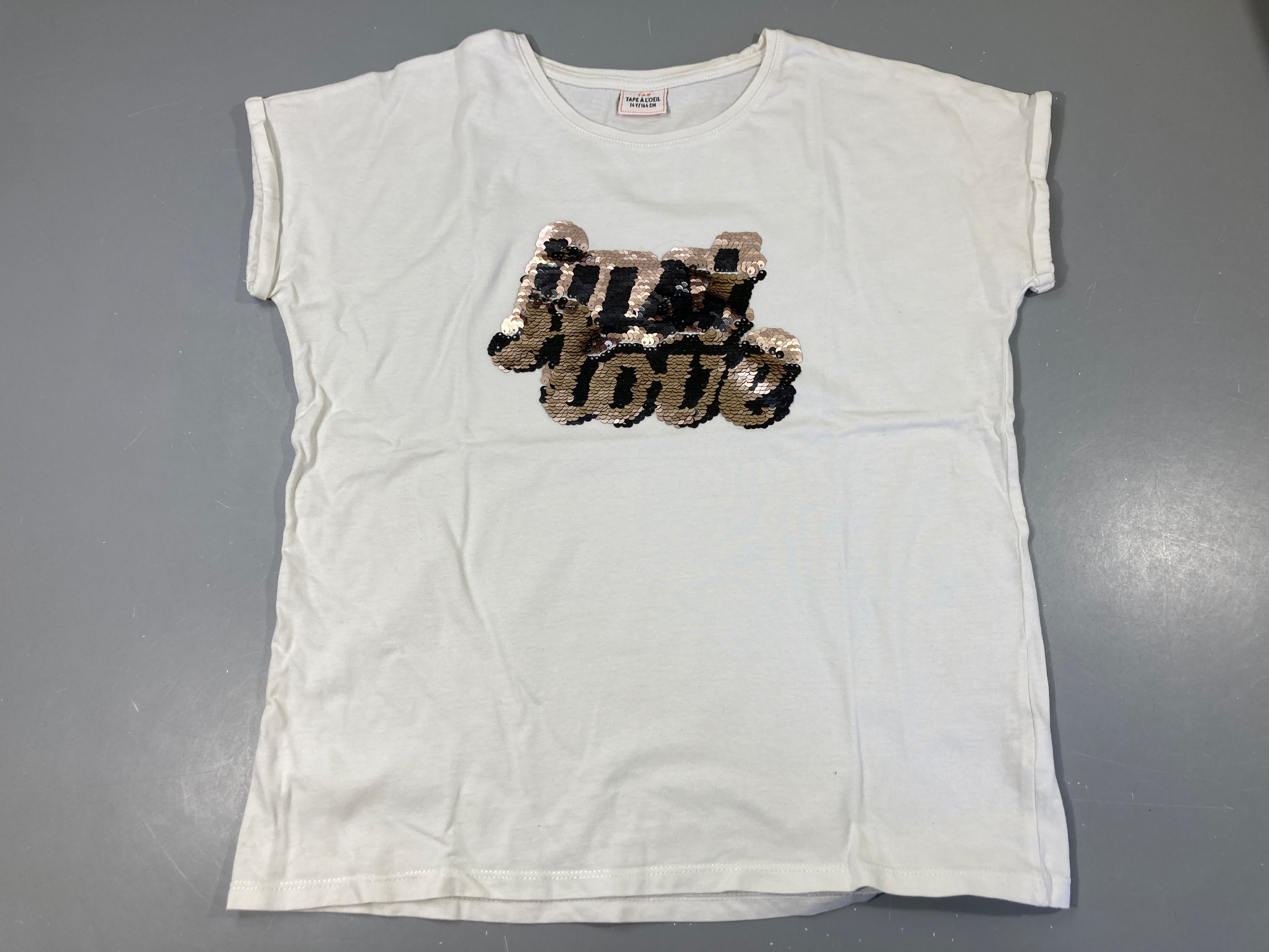 T-shirt m.c blanc sequins