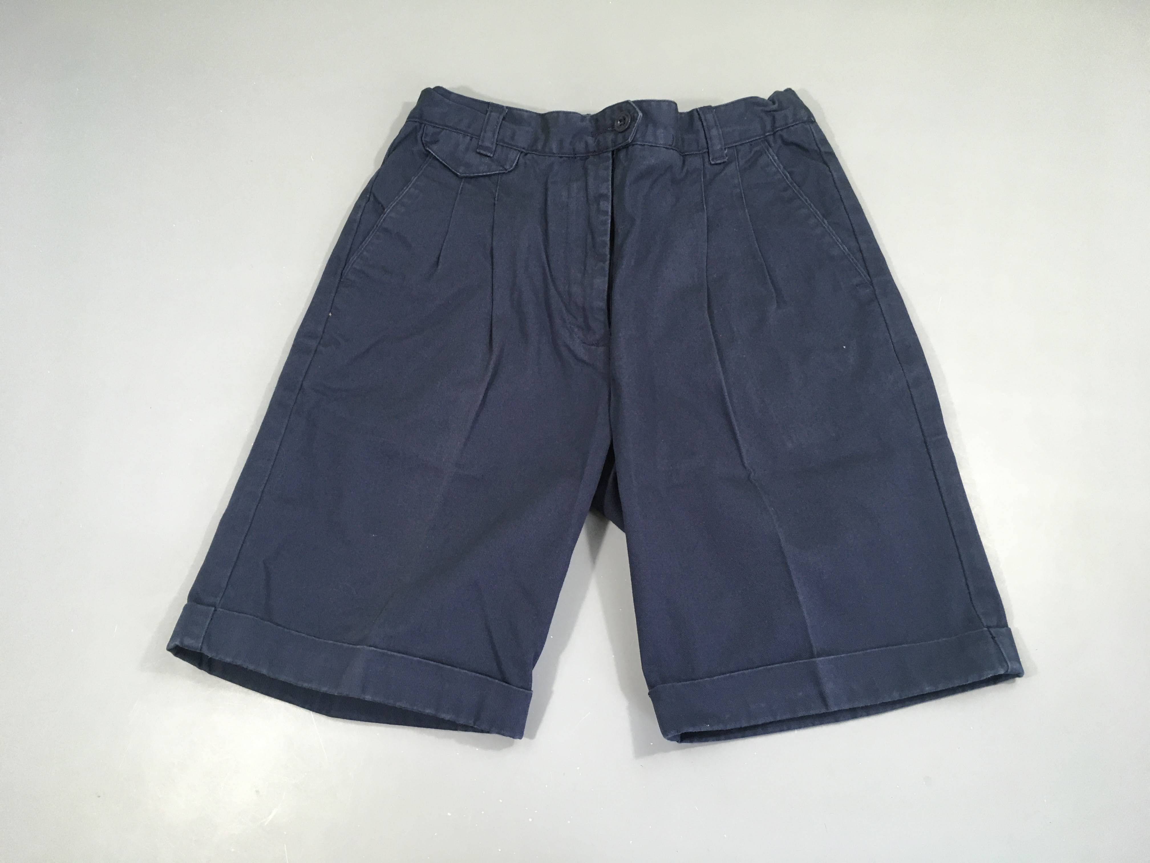 Bermuda chino à pinces bleu foncé revers