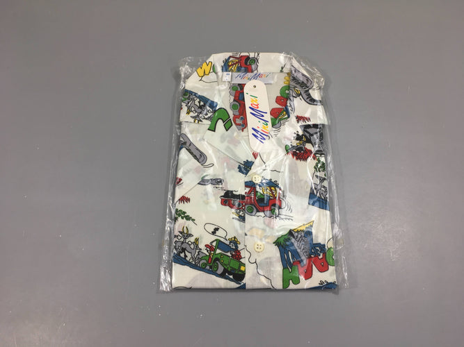 NEUF sous blister chemise m.c blanche safari, moins cher chez Petit Kiwi