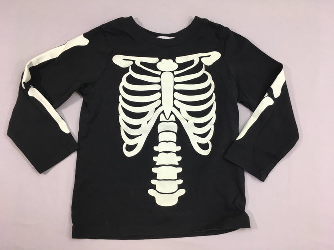 T-shirt m.l noir squelette, moins cher chez Petit Kiwi