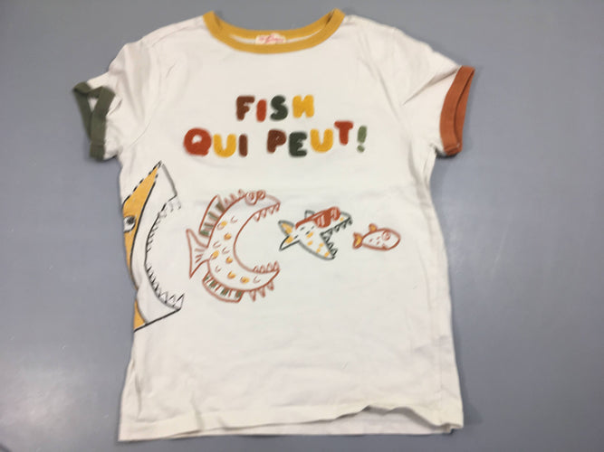 T-shirt m.c écru, fish qui peut, moins cher chez Petit Kiwi