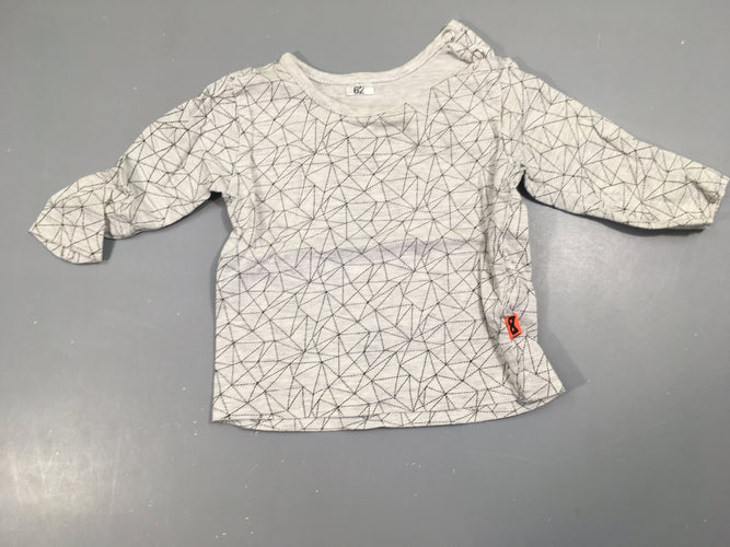 T-shirt m.l gris clair motifs géométriques noirs, moins cher chez Petit Kiwi