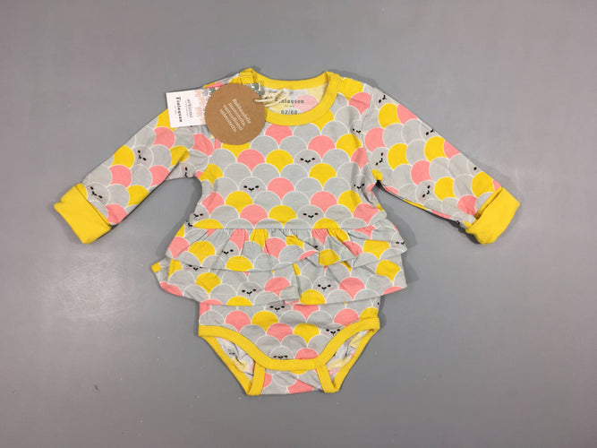 NEUF Body ml jaune motifs jupette, Finlayson, moins cher chez Petit Kiwi