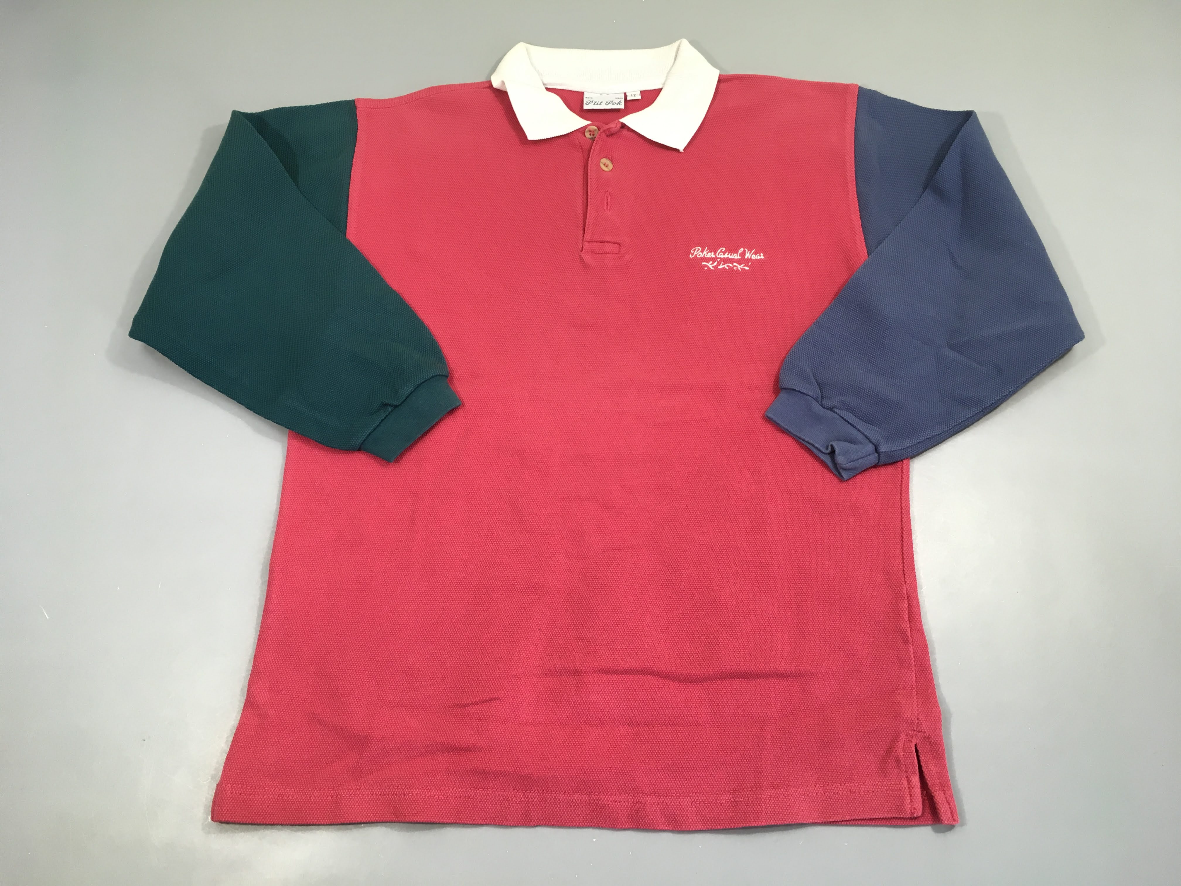 Polo m.l rose manche verte/bleue P'tit Pok