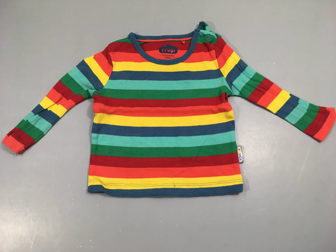 T-shirt m.l rayures bleu, vert, rouge, jaune, moins cher chez Petit Kiwi