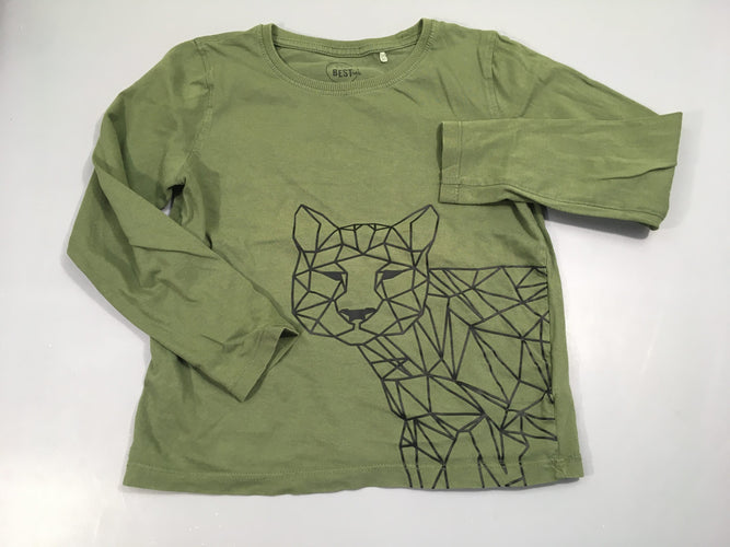 T-shirt m.l kaki félin, moins cher chez Petit Kiwi