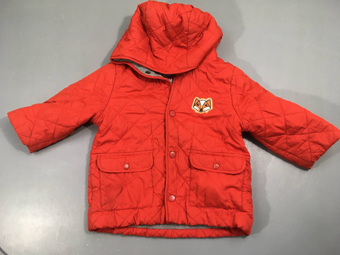 Veste matelassée à capuche doublée rouge, moins cher chez Petit Kiwi