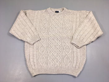 Pull torsades beige chiné