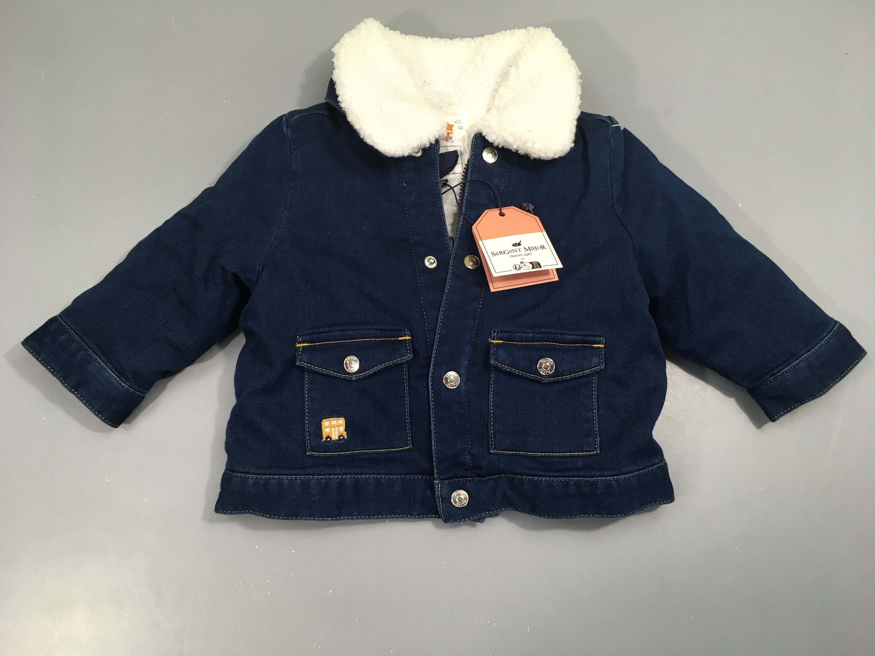 Blouson jeans bleu foncé doublure amovible , NEUF