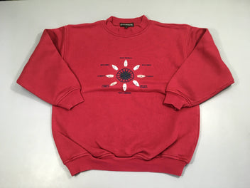 Sweat rouge broderie boussole, légèrement bouloché