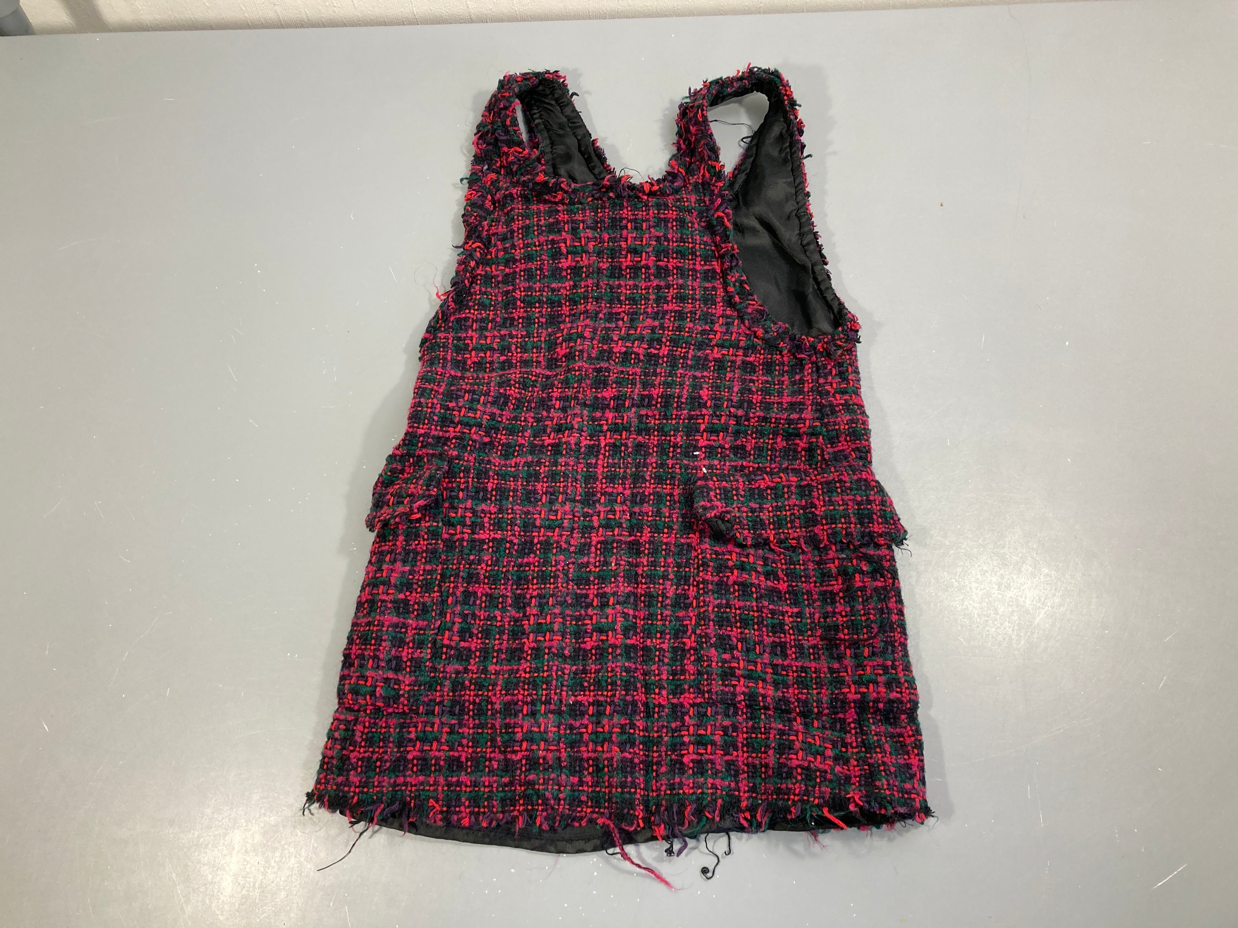 Robe s.m style tweed noir/rose/vert