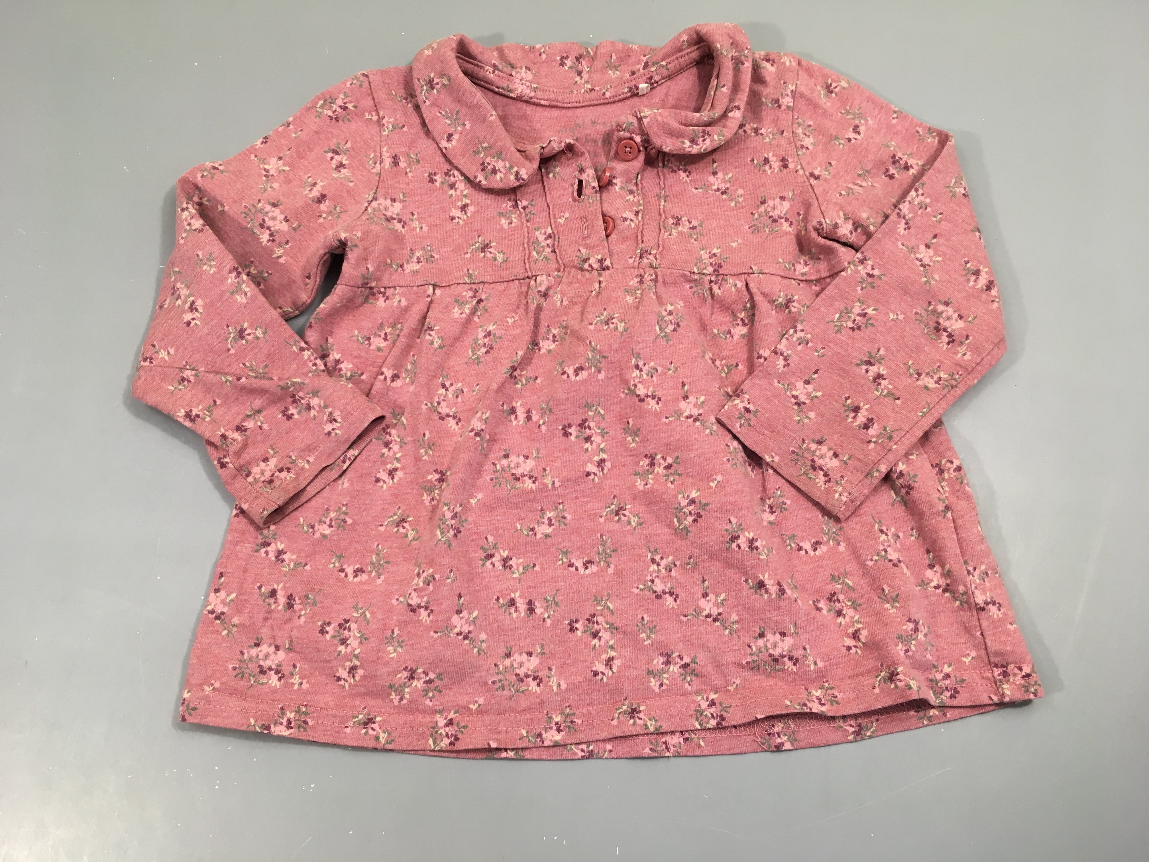 Robe m.l molleton rose à fleurs