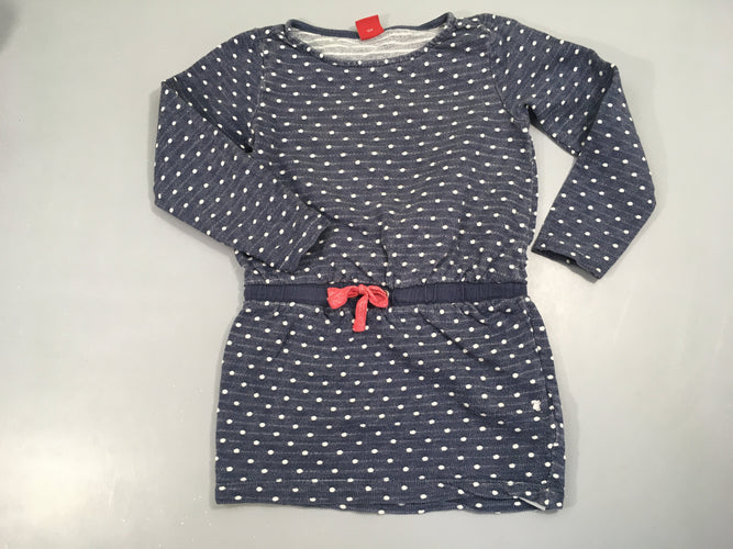 Robe m.l molleton bleu pois blancs, moins cher chez Petit Kiwi