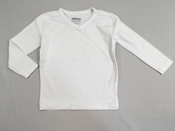 T-shirt m.l blanc col V, moins cher chez Petit Kiwi