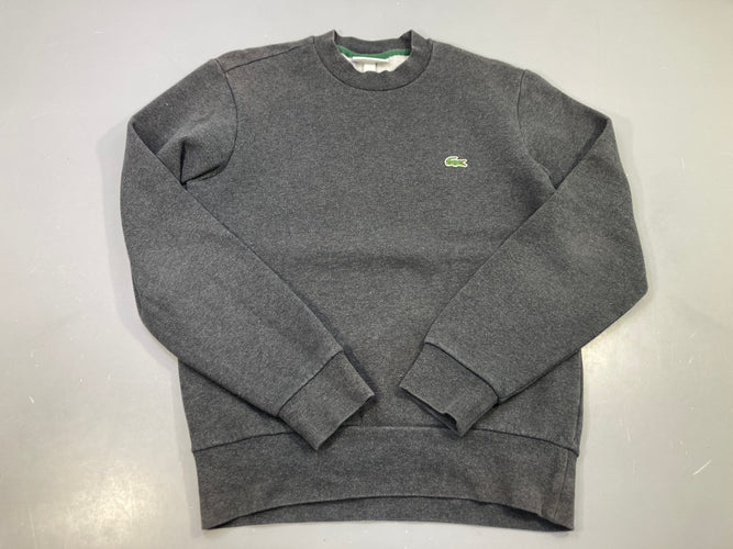 Sweat gris anthracite chiné, molleton, logo crocodile, moins cher chez Petit Kiwi