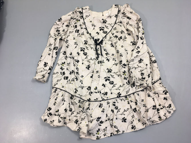 Robe m.l  beige, motifs floraux noirs, moins cher chez Petit Kiwi