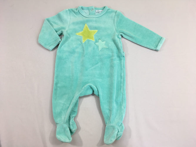 Pyjama velours turquoise étoiles, moins cher chez Petit Kiwi