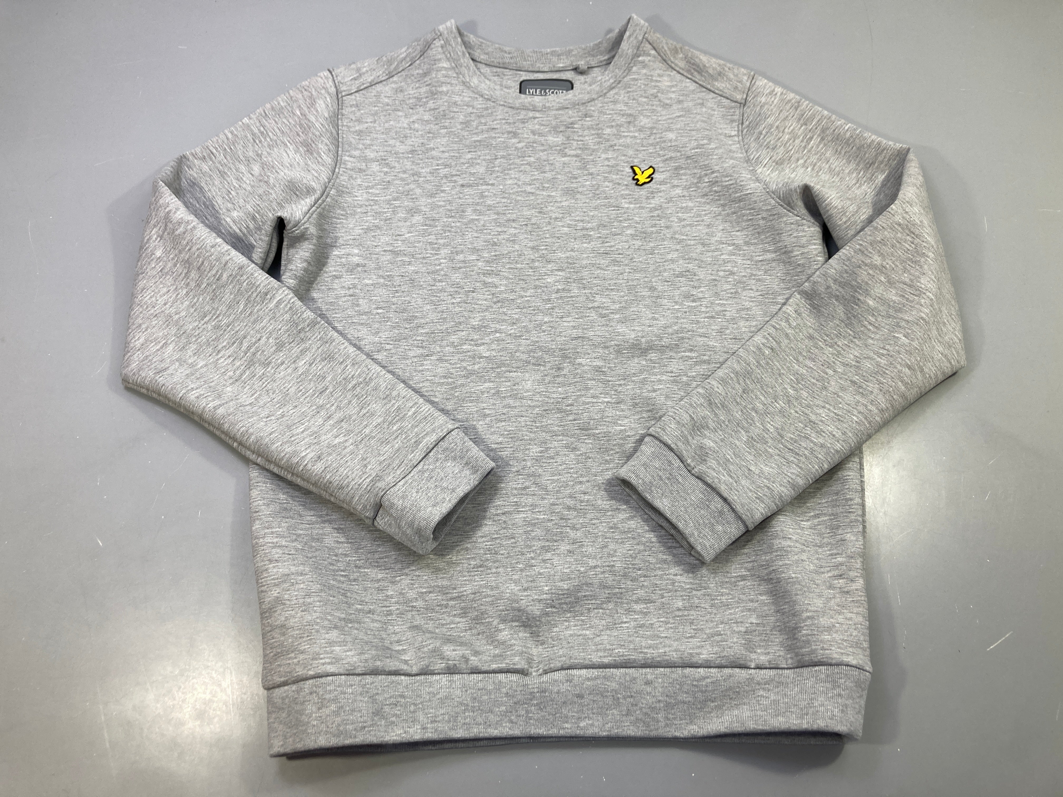 Sweat gris chiné, logo aigle brodé, Lyle & Scott