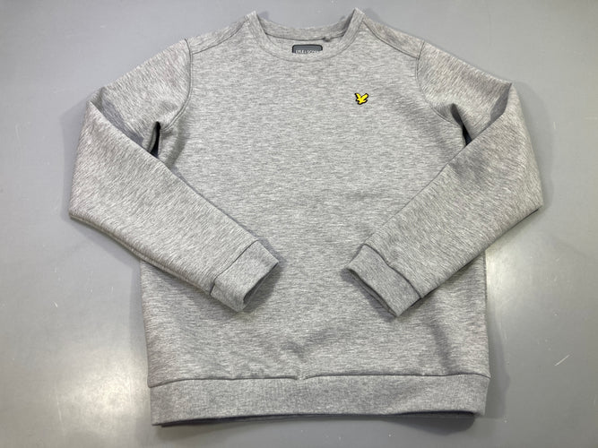 Sweat gris chiné, logo aigle brodé, Lyle & Scott, moins cher chez Petit Kiwi